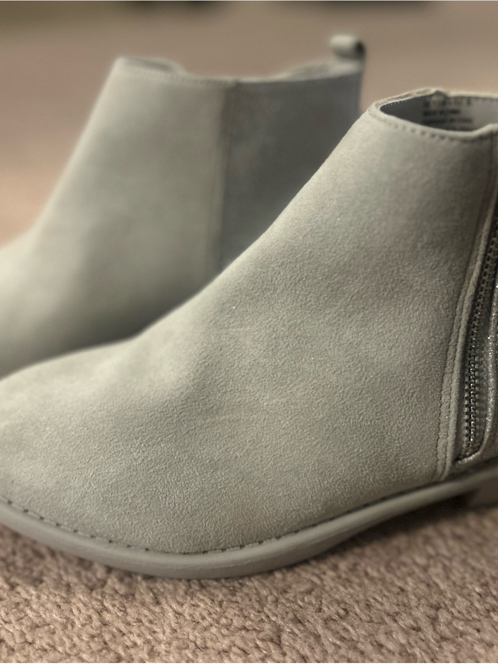 fabkids Gray Suede Kids Ankle Boots with Side Zip